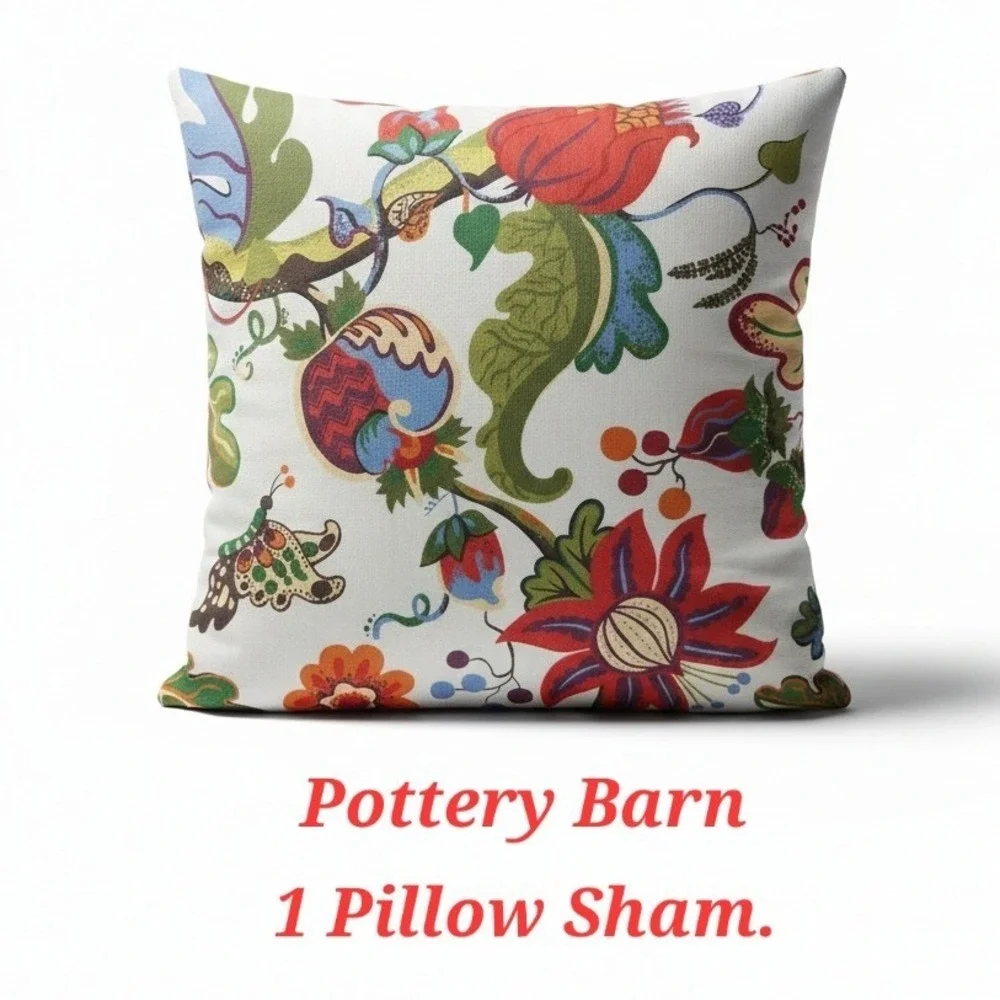 Pottery Barn Floral Bird Botanical Bohemian‎ Pillow Sham Cover 20x20 Inches